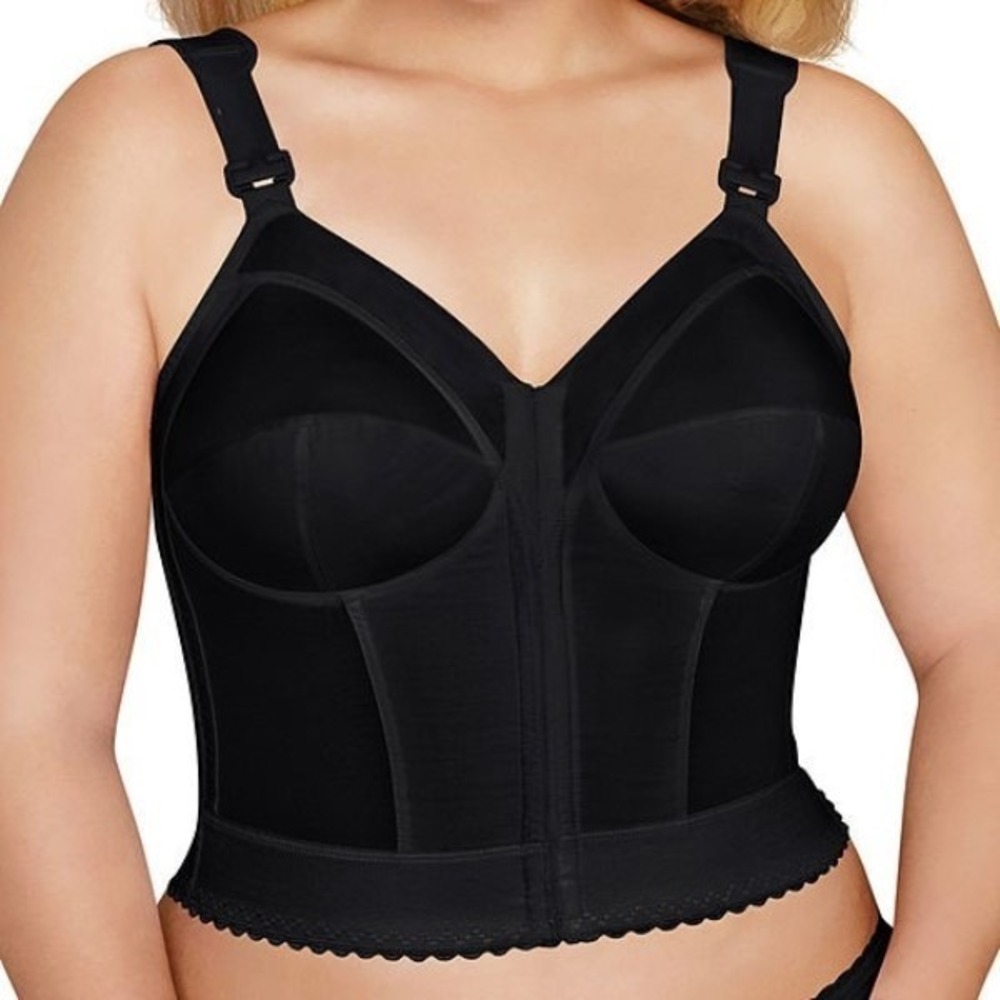 NWOT Exquisite Form 36D Front Close Longline Bra 5107530 Black 131265